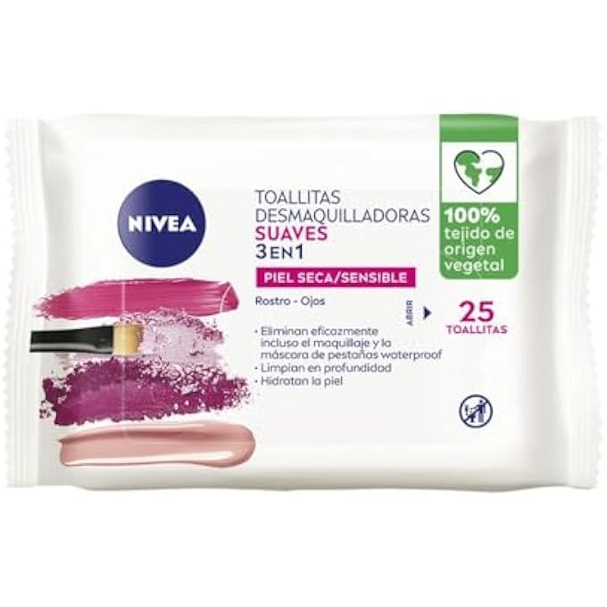 SOFT MAKEUP REMOVAL WIPES (1 X 25 PIECES), MAKEUP WIPES FOR DRY AND SENSITIVE SKIN, WET WIPES FOR FACE, EYES, LIPS AND NECK